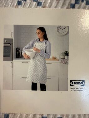 IKEA Light Blue Patterned Cotton Kitchen Apron